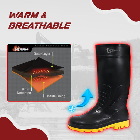 Robustt Steel Toe Lightweight Gum Boots, Standard Steel Safety Shoes, Anti Slip, Waterpoof, Breathable Printed Leather Shoes, Puncture and Tear Resistant, for Industrial Use (Yellow) Robustt Steel Toe Lightweight Gum Boots, Standard Steel Safety Shoes, Anti Slip, Waterpoof, Breathable Printed Leather Shoes, Puncture and Tear Resistant, for Industrial Use (Yellow)