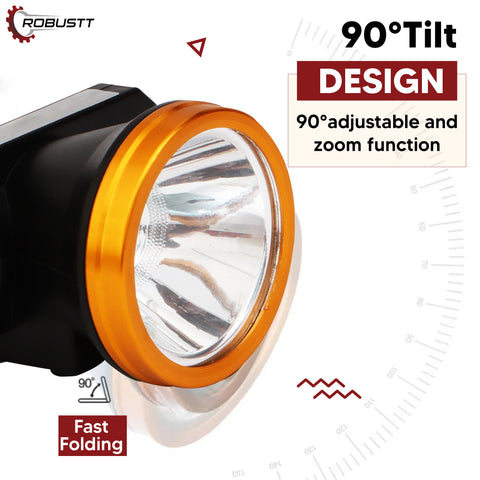 Robustt Rechargeable LED Head Light Torch 75W Waterproof Adjustable Head Lamp for Camping, Trekking, Hiking, Running etc Robustt Rechargeable LED Head Light Torch 75W Waterproof Adjustable Head Lamp for Camping, Trekking, Hiking, Running etc