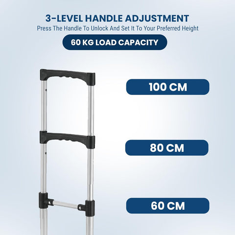 Robustt 75 Kg Foldable Trolley with Wheels | Puncture-Proof Wheels | Heavy-Duty Aluminium & ABS Body | Luggage Trolley Cart for Moving Boxes, Appliances & Bundles Robustt 75 Kg Foldable Trolley with Wheels | Puncture-Proof Wheels | Heavy-Duty Aluminium & ABS Body | Luggage Trolley Cart for Moving Boxes, Appliances & Bundles