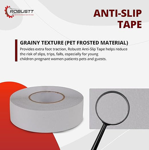 Robustt Anti Skid/Anti Slip Tape Fall Resistant with PET Material and Solvent Acrylic Adhesive Tape for Slippery Floors, Staircase, Ramps, Indoor, Outdoor Use (Transparent) Robustt Anti Skid/Anti Slip Tape Fall Resistant with PET Material and Solvent Acrylic Adhesive Tape for Slippery Floors, Staircase, Ramps, Indoor, Outdoor Use (Transparent)