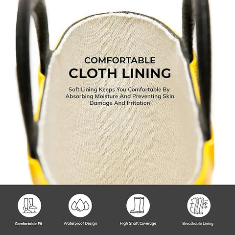 Robustt Steel Toe Fire Safety Gumboot - Yellow | Anti-Slip & Anti-Puncture Sole Fire Boots for Men| High Temperature Rubber Industrial Work Fire Gumboots for Construction, Firefighters Robustt Steel Toe Fire Safety Gumboot - Yellow | Anti-Slip & Anti-Puncture Sole Fire Boots for Men| High Temperature Rubber Industrial Work Fire Gumboots for Construction, Firefighters