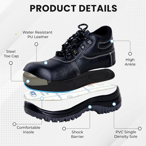 Robustt Double Density High Ankle Safety Shoes with Steel Toe Robustt Double Density High Ankle Safety Shoes with Steel Toe