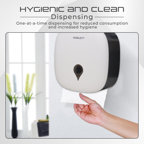 Robustt Wall-Mounted V/N/M Fold Paper Hand Towel Dispenser - White Robustt Wall-Mounted V/N/M Fold Paper Hand Towel Dispenser - White