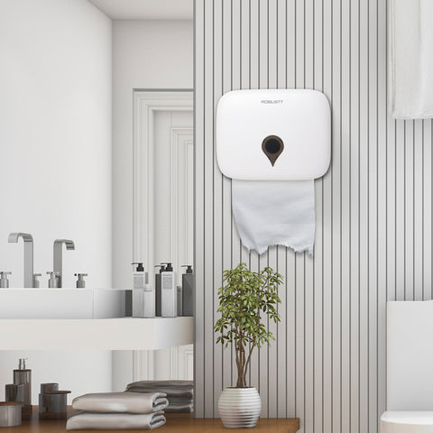 Robustt Wall-Mounted V/N/M Fold Paper Hand Towel Dispenser - White Robustt Wall-Mounted V/N/M Fold Paper Hand Towel Dispenser - White