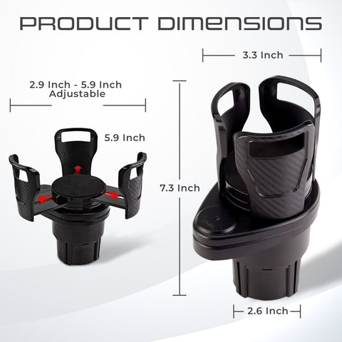Robustt Dual Car Cup Holder Expander with Adjustable Base, 360 Degree Rotatable Base Robustt Dual Car Cup Holder Expander with Adjustable Base, 360 Degree Rotatable Base