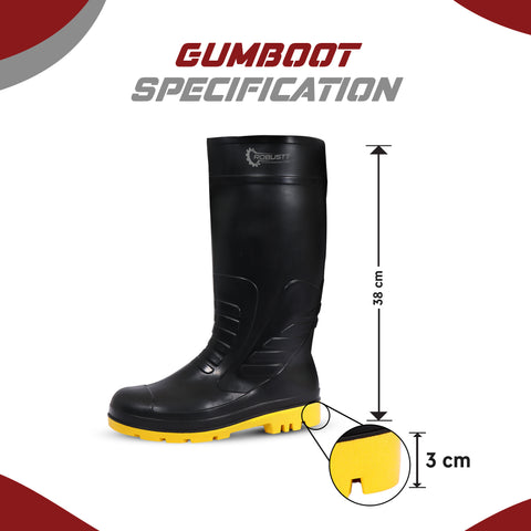 Robustt Steel Toe Lightweight Gum Boots, Standard Steel Safety Shoes, Anti Slip, Waterpoof, Breathable Printed Leather Shoes, Puncture and Tear Resistant, for Industrial Use (Yellow) Robustt Steel Toe Lightweight Gum Boots, Standard Steel Safety Shoes, Anti Slip, Waterpoof, Breathable Printed Leather Shoes, Puncture and Tear Resistant, for Industrial Use (Yellow)