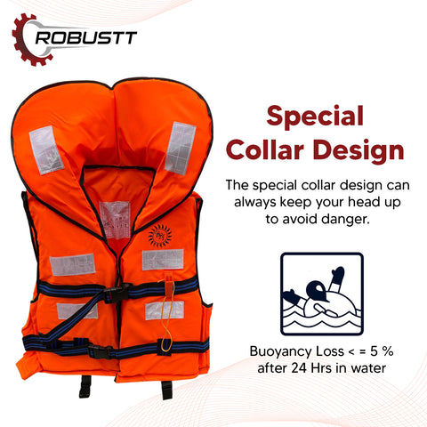 Robustt Life Jacket Polyster Fabric with EPE Foam for Adult Safety Jacket Along with Whistle for Swimming, Boating, Floating Weight Capacity Upto 125 Kg Robustt Life Jacket Polyster Fabric with EPE Foam for Adult Safety Jacket Along with Whistle for Swimming, Boating, Floating Weight Capacity Upto 125 Kg