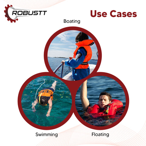 Robustt Life Jacket Polyster Fabric with EPE Foam for Adult Safety Jacket Along with Whistle for Swimming, Boating, Floating Weight Capacity Upto 125 Kg Robustt Life Jacket Polyster Fabric with EPE Foam for Adult Safety Jacket Along with Whistle for Swimming, Boating, Floating Weight Capacity Upto 125 Kg