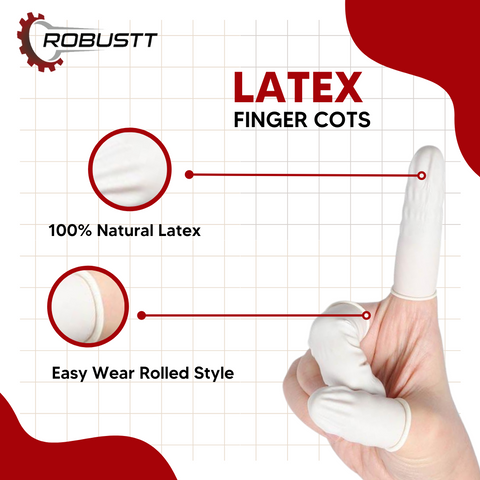 Robustt Disposable Latex Finger Cots, Safe and Multipurpose Rubber Fingertips, Protective Finger Gloves Robustt Disposable Latex Finger Cots, Safe and Multipurpose Rubber Fingertips, Protective Finger Gloves