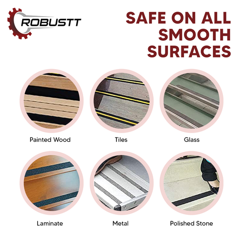 Robustt Anti Skid/Anti Slip (5mtr X 50mm) Fall Resistant with PET Material Used For Slippery Floors, Staircase, Ramps, Indoor, Outdoor Use Robustt Anti Skid/Anti Slip (5mtr X 50mm) Fall Resistant with PET Material Used For Slippery Floors, Staircase, Ramps, Indoor, Outdoor Use