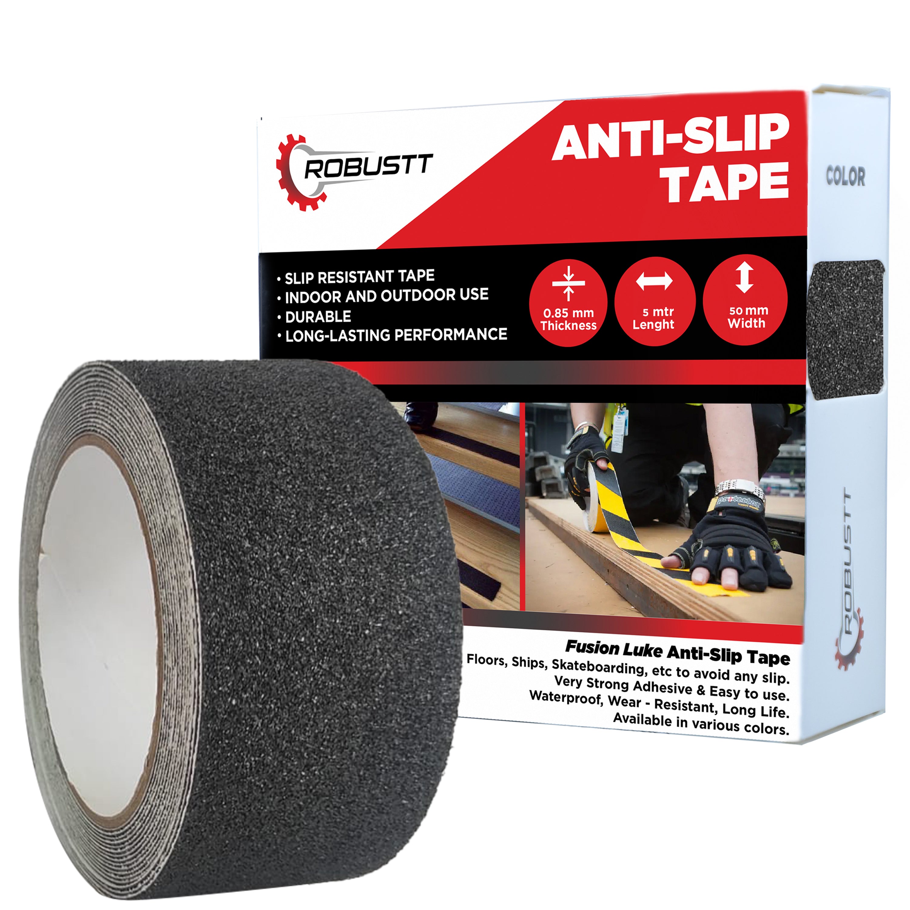 Brickyard Industries Anti-Slip Tape – 12 Inch X 50 Foot Roll, Black Safety Grip Tape