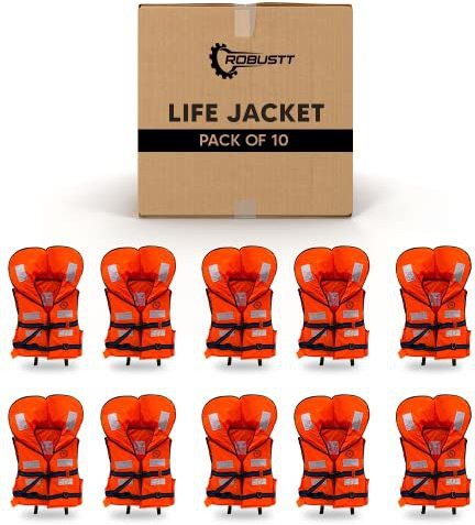 Robustt Life Jacket Polyster Fabric with EPE Foam for Adult Safety Jacket Along with Whistle for Swimming, Boating, Floating Weight Capacity Upto 125 Kg Robustt Life Jacket Polyster Fabric with EPE Foam for Adult Safety Jacket Along with Whistle for Swimming, Boating, Floating Weight Capacity Upto 125 Kg