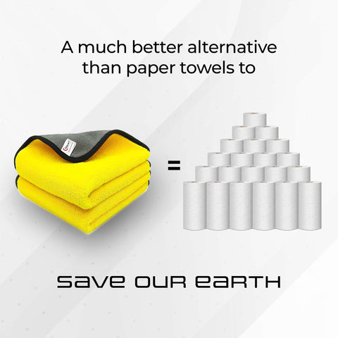 Robustt Multipurpose Microfiber Cleaning Towel Cloth (800 GSM, Yellow)