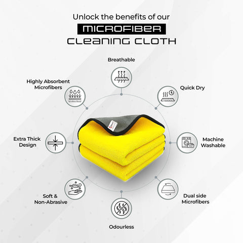 Robustt Multipurpose Microfiber Cleaning Towel Cloth (800 GSM, Yellow)