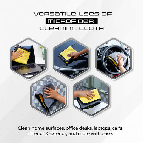 Robustt Multipurpose Microfiber Cleaning Towel Cloth (800 GSM, Yellow)