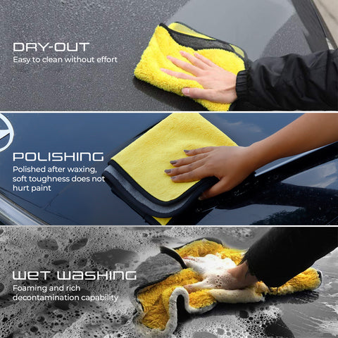Robustt Multipurpose Microfiber Cleaning Towel Cloth (800 GSM, Yellow)