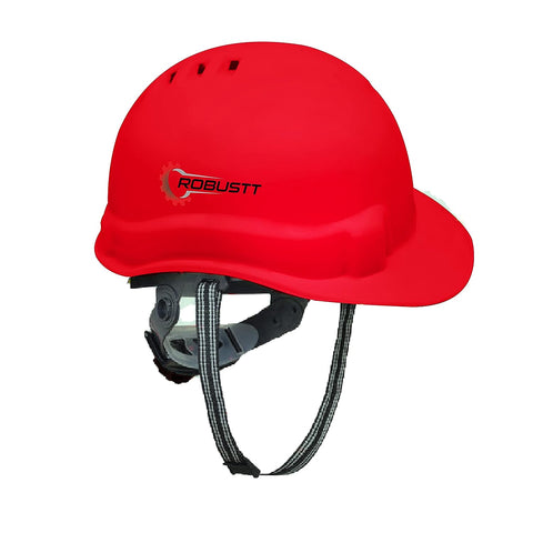 Robustt X Shree JEE Safety Helmet Executive Ratchet Type Adjustment, Protection for Outdoor Work Head Safety Hat with Sweat Band, Red