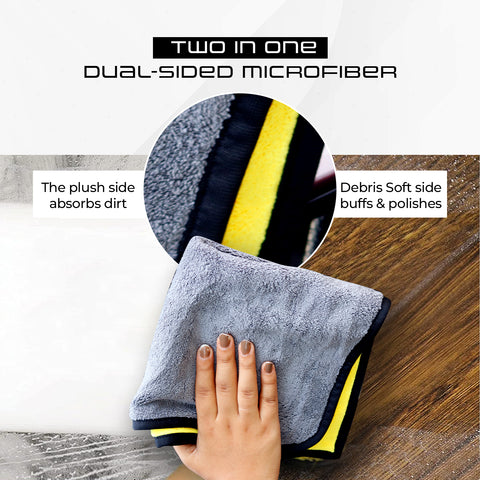 Robustt Multipurpose Microfiber Cleaning Towel Cloth (800 GSM, Yellow)