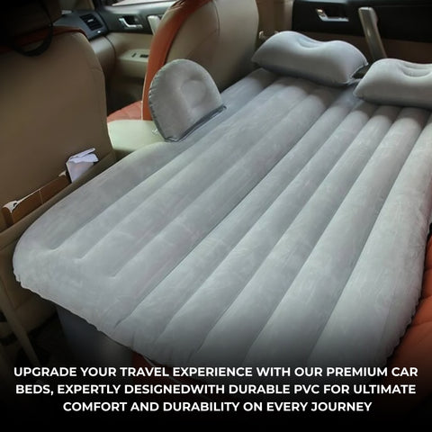 Robustt Car Bed for Back Seat | Inflatable Bed with 2 Air Pillow & Air Pump | Universal Size | Fits in All Car Model | Portable Car Bed | Car Bed For Kids, Travel, Trips, Camping, Picnic, Pool & Beach - Grey