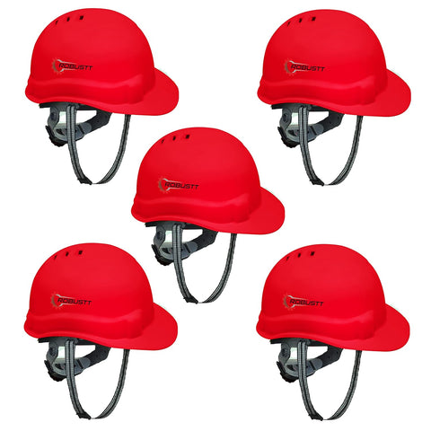 Robustt X Shree JEE Safety Helmet Executive Ratchet Type Adjustment, Protection for Outdoor Work Head Safety Hat with Sweat Band, Red