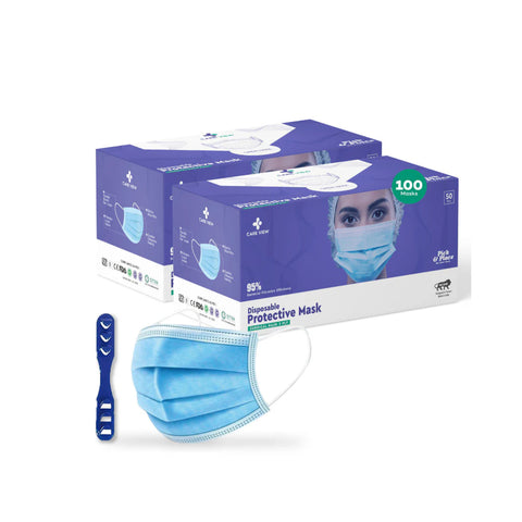 Careview 3 Ply Disposable Surgical Face Mask Box, 3 Layer Filtration with Nose Bridge Clip