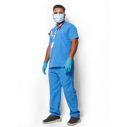 Robustt Classic Scrub Suit Sky Blue Set For Men