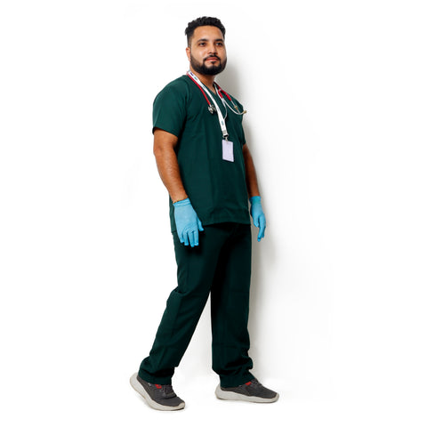 Robustt Classic Scrub Suit Green Set For Men