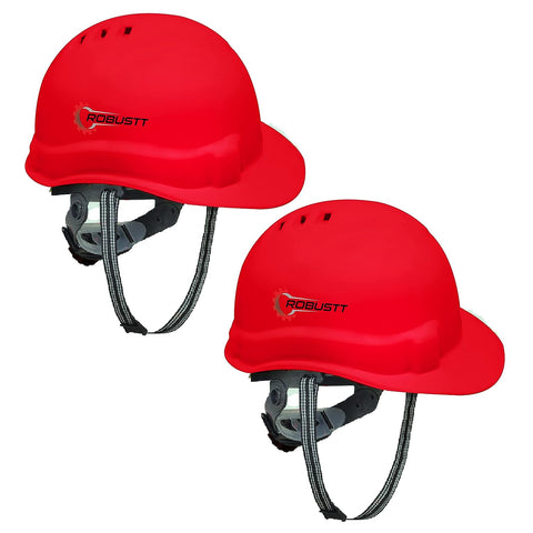 Robustt X Shree JEE Safety Helmet Executive Ratchet Type Adjustment, Protection for Outdoor Work Head Safety Hat with Sweat Band, Red