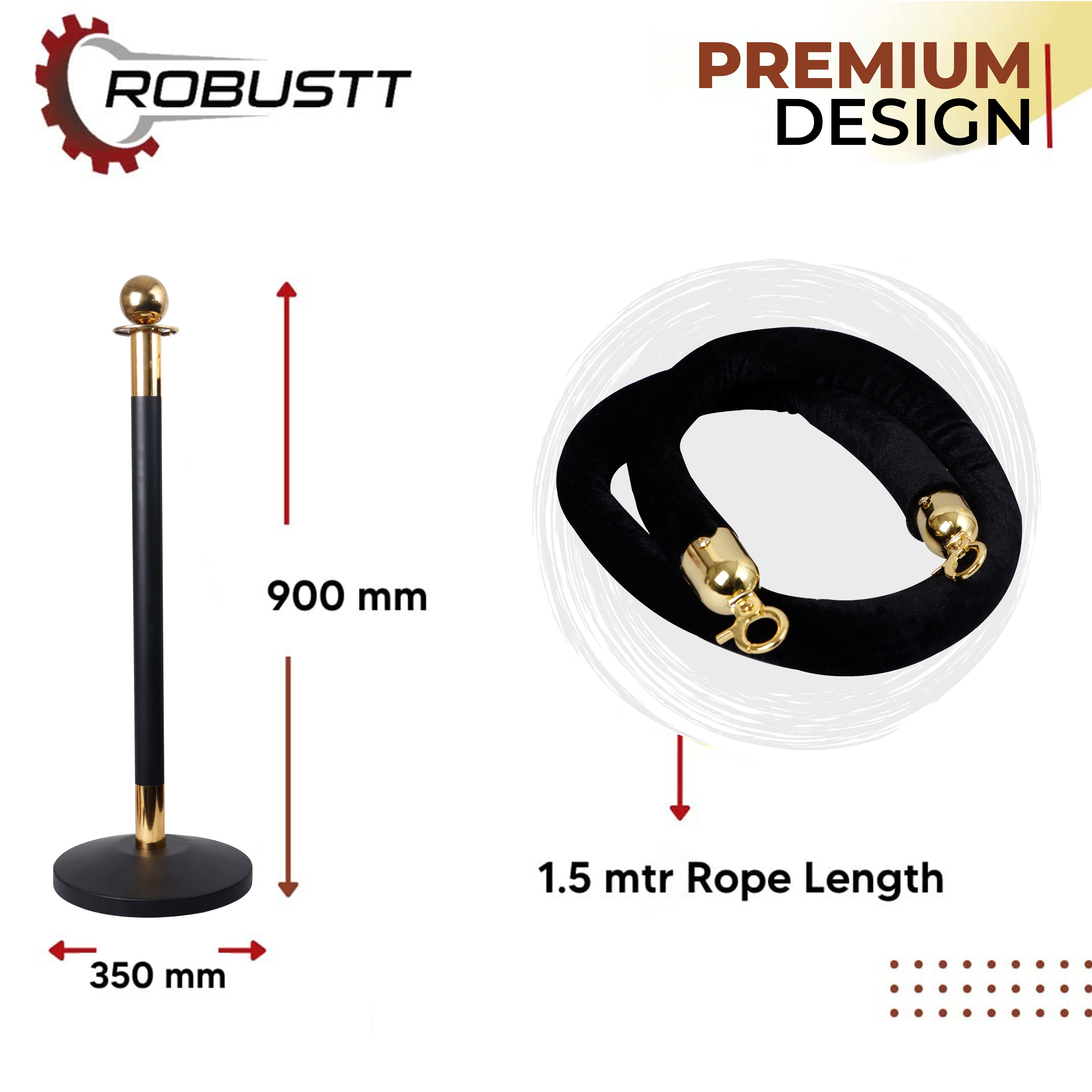 Planetqueue Rope Buy Black Queue Manager with Black Velvet Rope – 900mm – Robustt