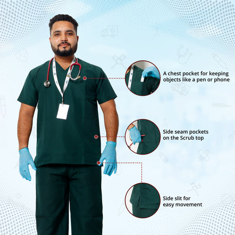Robustt Classic Scrub Suit Green Set For Men