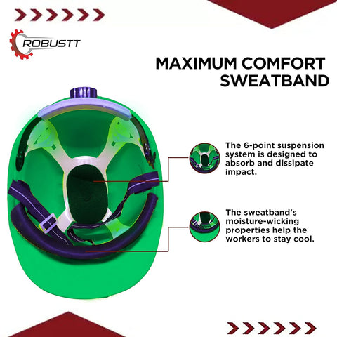 Robustt X Shree JEE Safety Helmet Executive Ratchet Type Adjustment, Protection for Outdoor Work Head Safety Hat with Sweat Band, Green
