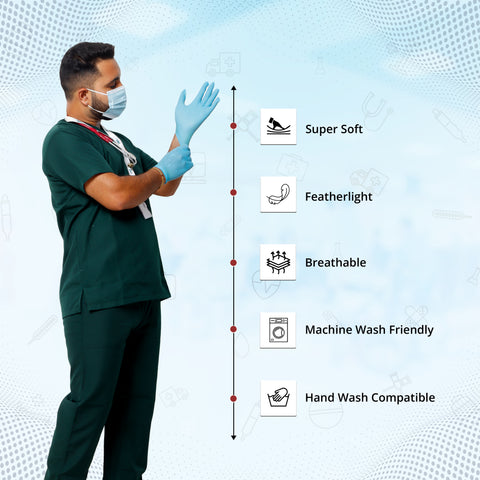 Robustt Classic Scrub Suit Green Set For Men