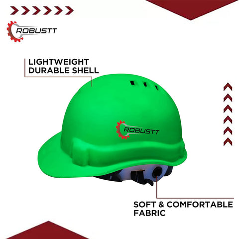 Robustt X Shree JEE Safety Helmet Executive Ratchet Type Adjustment, Protection for Outdoor Work Head Safety Hat with Sweat Band, Green