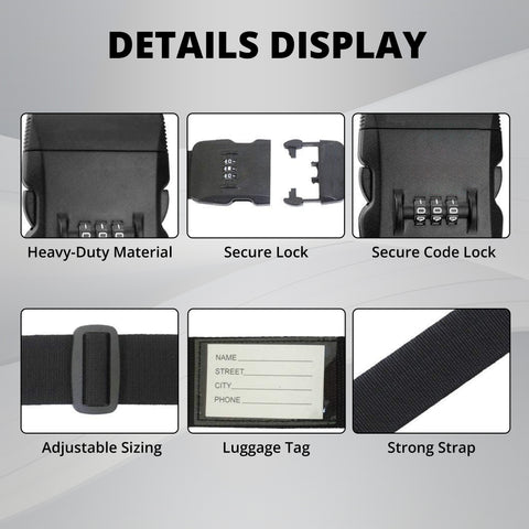 Robustt Luggage Belt with Lock | Heavy Duty Material | TSA Approved Combination Lock | Adjustable Travel Belt For Suitcase | Fashionable Design