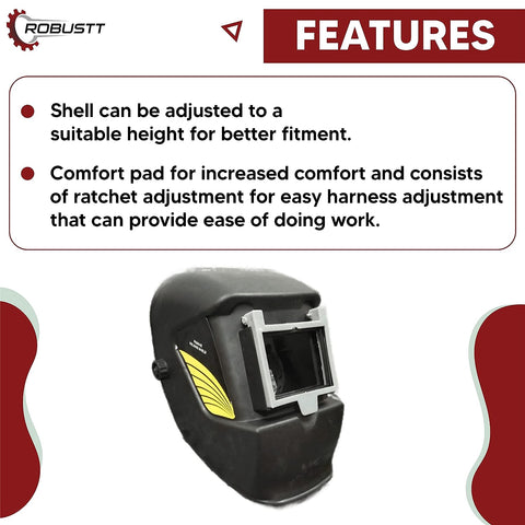 Robustt Auto Darkening Welding Helmet with a Front-Flip Light Weight Protective Head Screen for Welding and Industrial Use