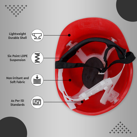 Lightweight safety helmet woth six point LDPE suspension
