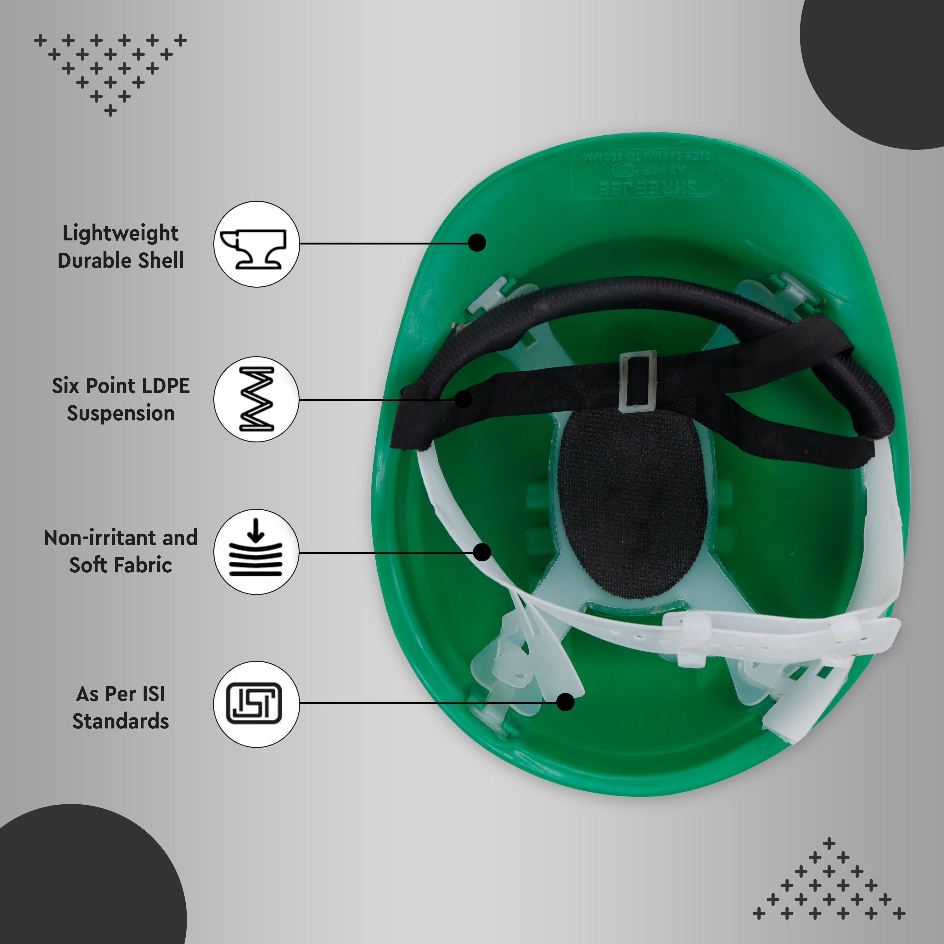 Lightweight green safety helmet