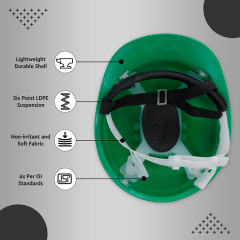Lightweight green safety helmet