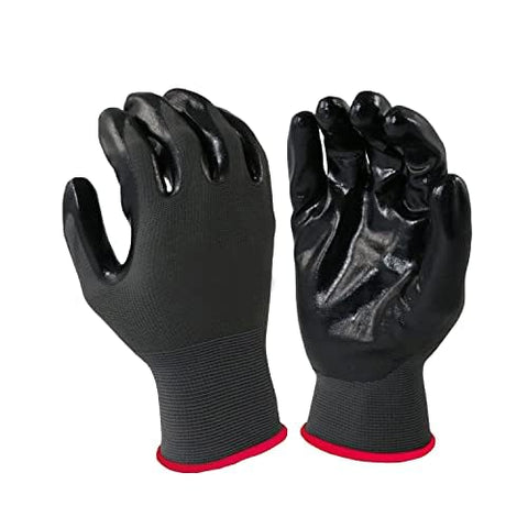 Robustt Nylon Nitrile Coated Industrial Safety Hand Gloves Anti-Cut, Heat Resistant, for Finger and Hand Protection