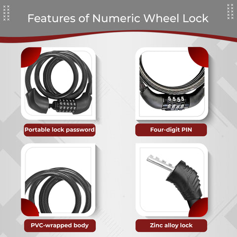 Robustt Keyless Numeric Bike Cable Lock (Pack of 2)