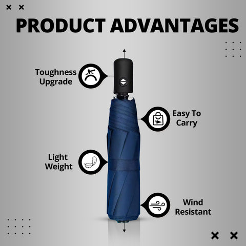 Robustt High Quality Umbrella | UPF 50 | 99% UV Blocking | Black, Navy, Red