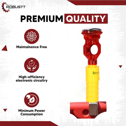 Robustt Hex Solar Blinker Led Light, Yellow & Red, Polycarbonate Top, Solar Light with UV Protection, 36 Hours Backup with 1 Km Visibility