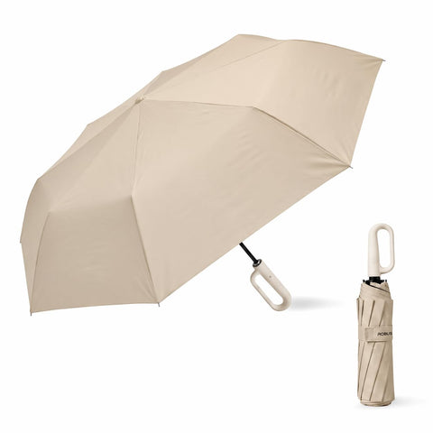 Beige Color Umbrella with Carabiner Hook Handle 