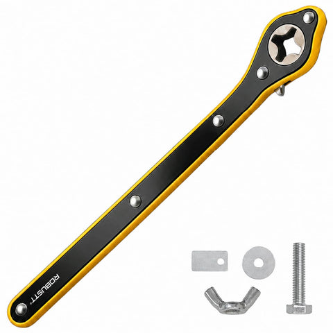 Labor Saving 13 Inch Car Jack Ratchet Wrench| 360° Forward & Reverse Knob| Conversion Head Included | Curve Handle Car Lift Tool For Scissors Jack | Heat-Treated Steel Ratchet Lug Wrench