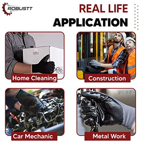 Robustt Nylon Nitrile Coated Industrial Safety Hand Gloves Anti-Cut, Heat Resistant, for Finger and Hand Protection