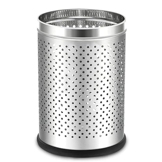 Buy Stainless Steel Open Top Dustbin (Black) | Perforated Design – Robustt