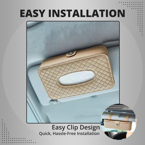 Robustt Car Tissue Box Holder | High Quality PU Material | Universal Fit | Reusable Tissue Box Holder for Car | Waterproof and Odorless | Easy To Install | Easy To Clean