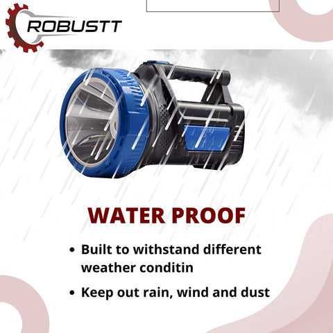 Robustt Search Light (75 watt, 500 Mtr Range) ABS Plastic Material Long Range Portable, Rechargeable High Brightness LED Torch Light (Assorted Color) DESIGN -2