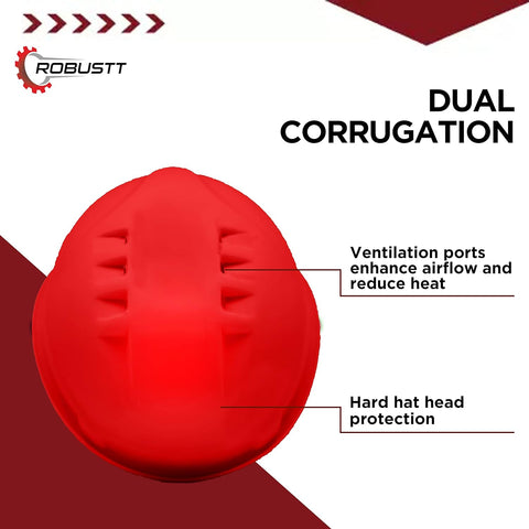 Robustt X Shree JEE Safety Helmet Executive Ratchet Type Adjustment, Protection for Outdoor Work Head Safety Hat with Sweat Band, Red