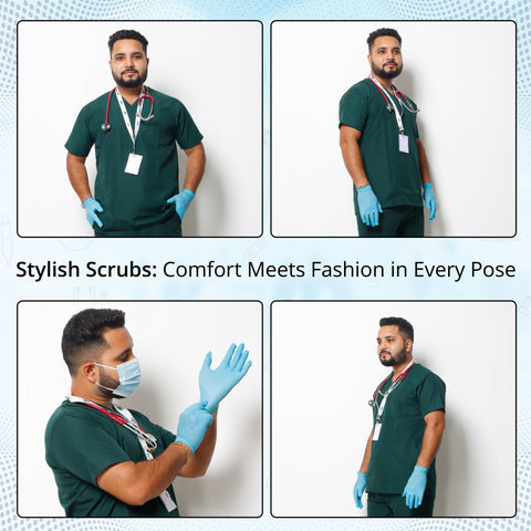 Robustt Classic Scrub Suit Green Set For Men